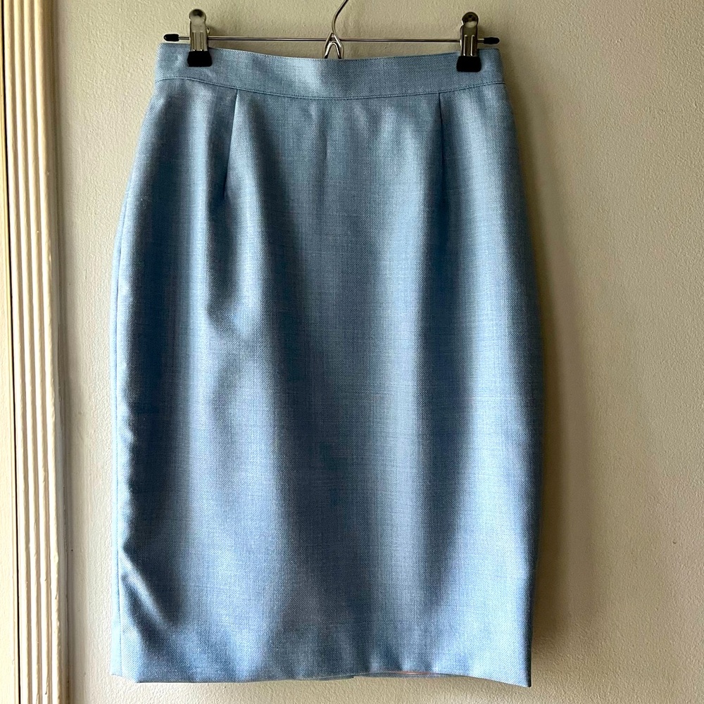 Vintage NWT Blue Wool Pencil Skirt•Sz 4P
